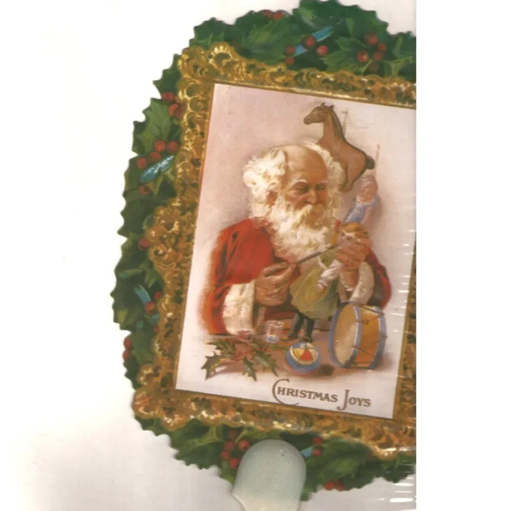 Set Of 6 Cardboard Die Cut Victorian Christmas Trees Ready To Hang 1 Santa Fan
